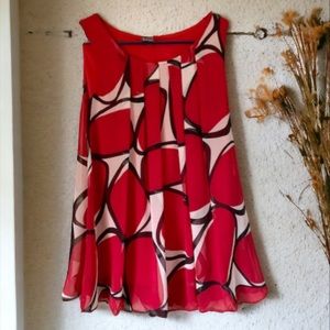 B_envied Pleated Sleeveless Abstract Print Tunic Size Large